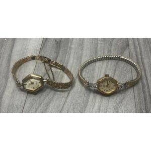 Vintage Gruen Mechanical (Manual) Gold Plated Band‎ Wristwatch Lot of 2 Untested